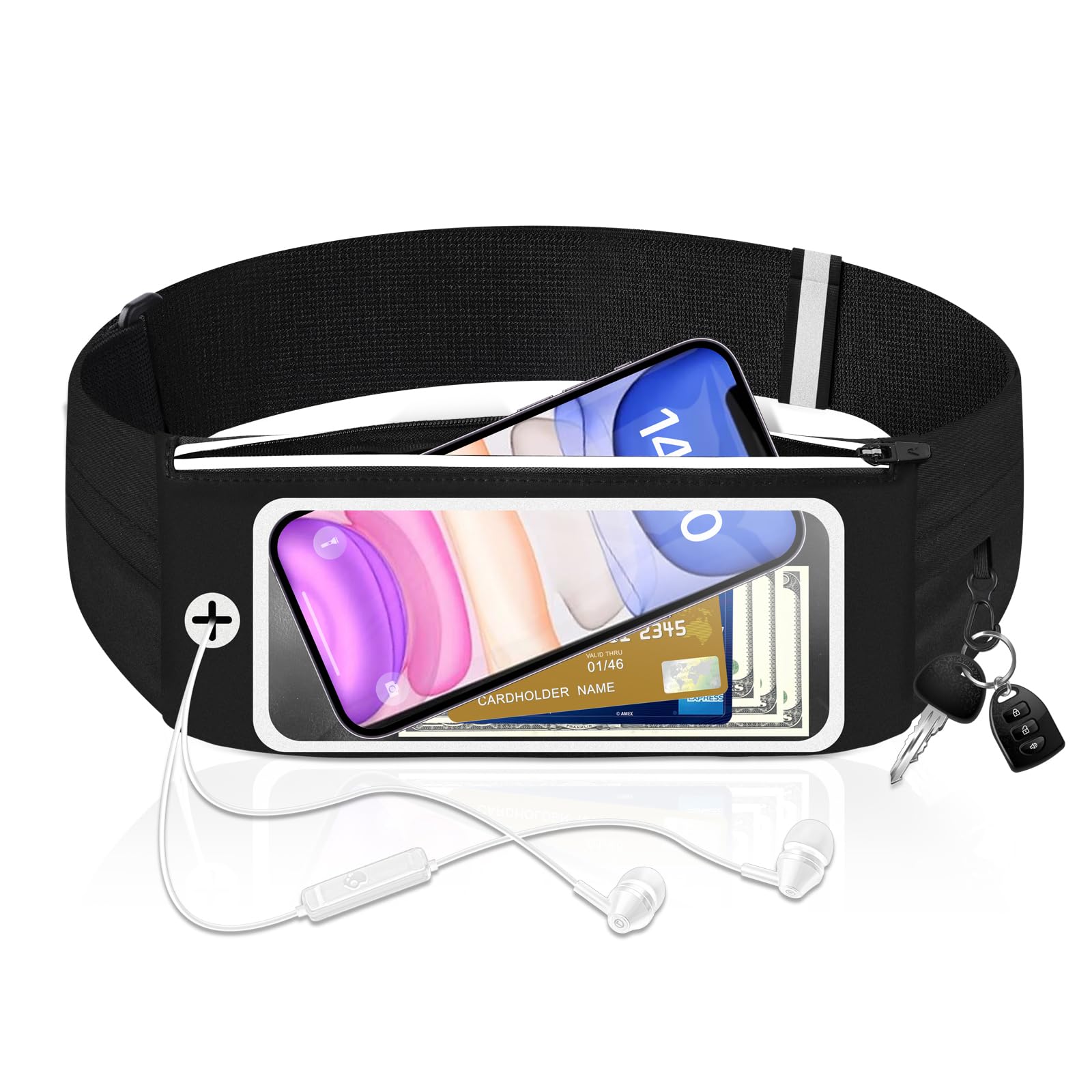 Running Belt, Phone Holder for Running Slim Waist Pack for Women Men- Adjustable Sweatproof Fitness Belt with Touchscreen Waistpacks Bumbag,Ideal for Jogging, Travel & Sports,Running Gift Gear
