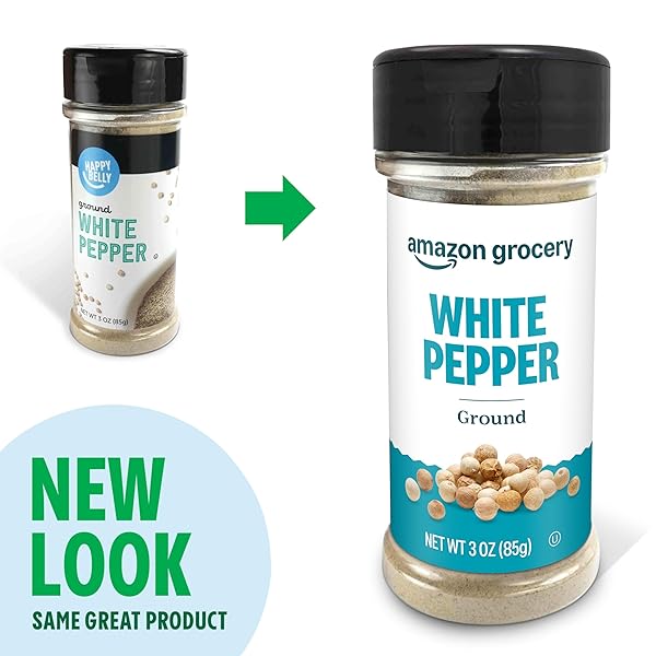 AMAZON GROCERY, GROUND WHITE PEPPER, 3 OZ