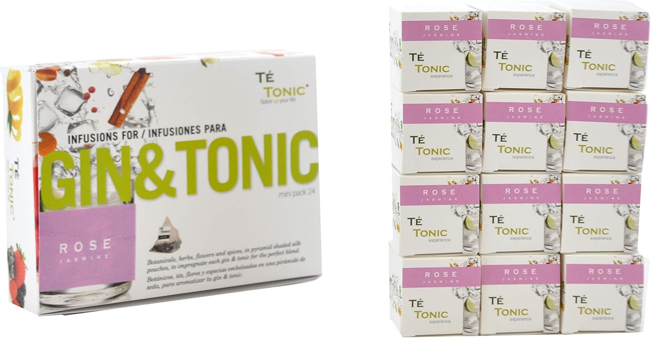Te Tonic experience Gin Lover Minipack 24 Infusions Botanicals Rose Flavour - Cocktail Spices - Gin Mixer Gift Set