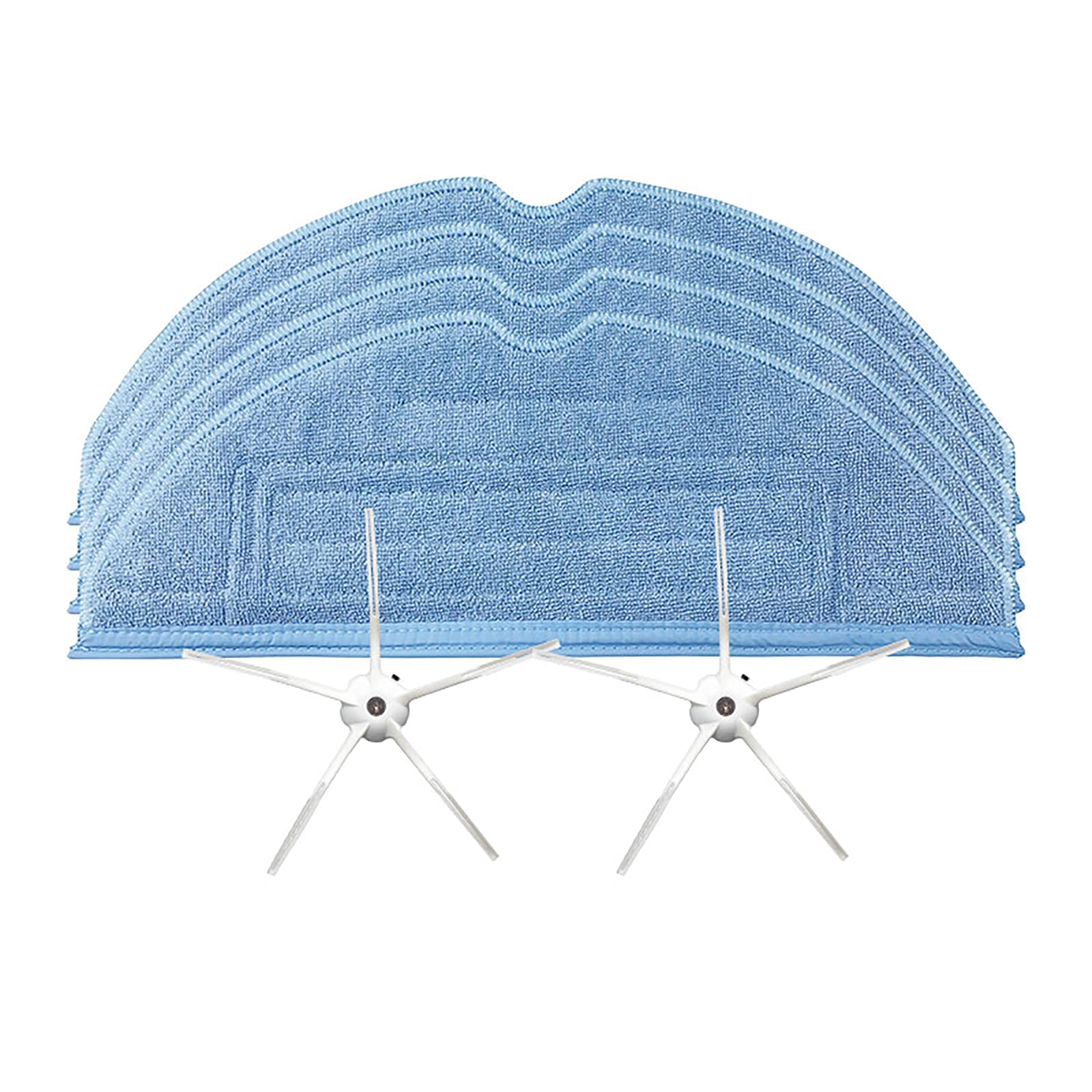 MODJUEGO Replacement Cloth Mop Wipes Rag Side Brush Mop Cleaning Head Pad for Roborock T7S Plus S7 Sweeping Robot Accessories (4 rags + 1 pair of pentagonal side brushes (white))