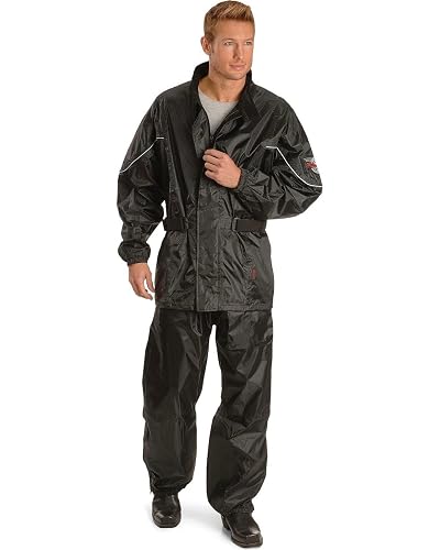 Motorcycle Rain Suit (Small) | Heavy-Duty Nylon, Fully Lined, Jacket & Pants Set For All-Weather Riding