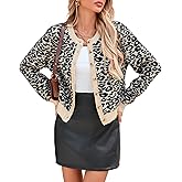 Women's Leopard Print Cardigans Open Front Button Down Long Sleeve Cheetah Print Knit Tops