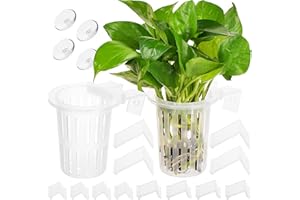 BORLECH 2025 New Upgraded Large Aquarium Plant Holder with 1.57-inch Extension Hooks and Suction Cups for Fish Tank Aquaponic Plant Cultivation and Aquascape Accessories Decorations (2 PCS) Transparent