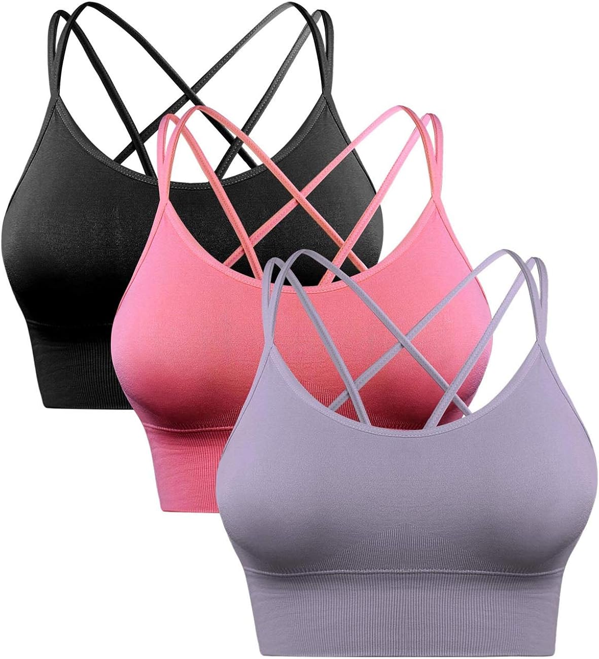 Sykooria 3 Pack Strappy Sports Bra for Women Sexy Crisscross Back for Yoga Running Athletic Gym Workout Fitness Tank Tops at  Women’s Clothing store