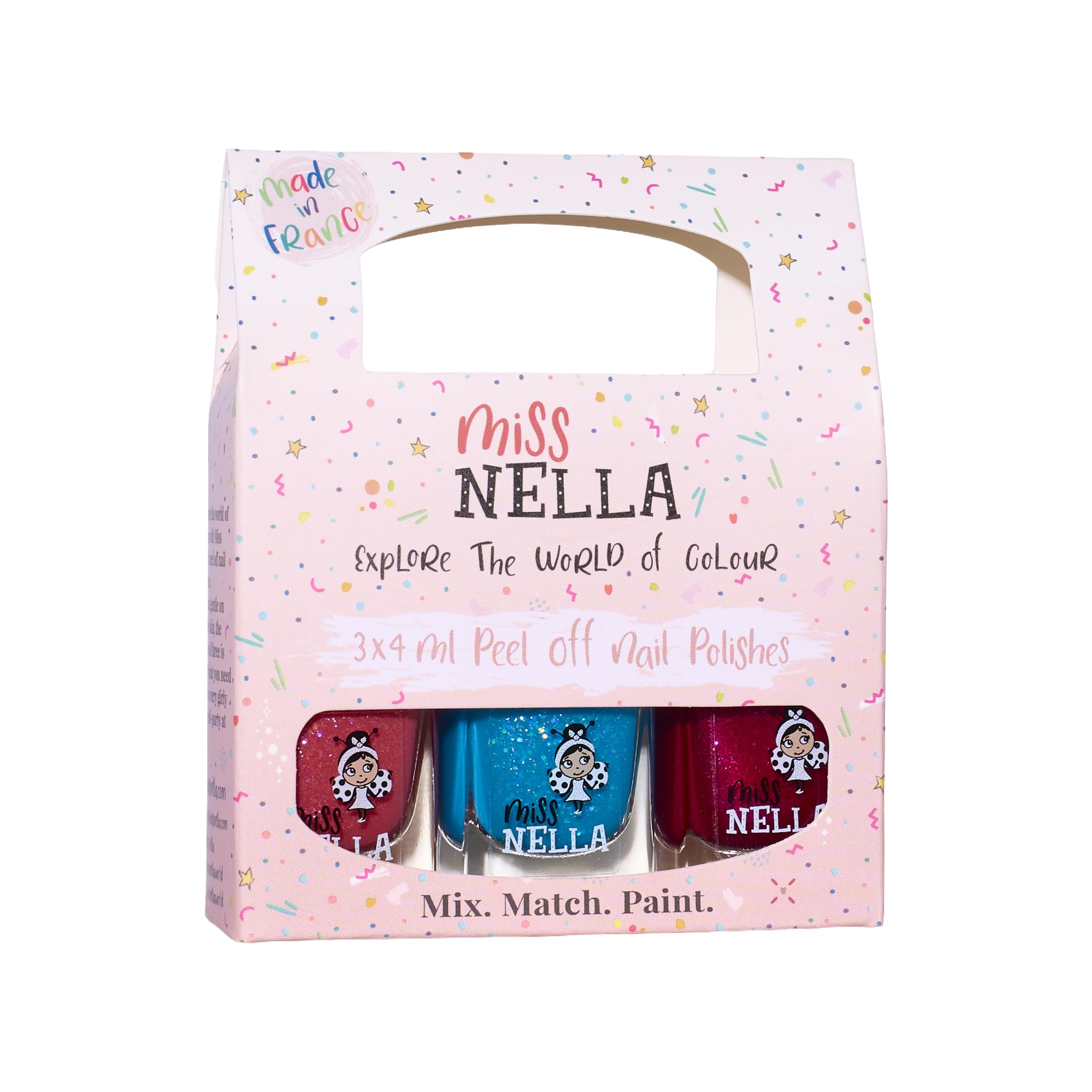 Miss Nella Winter Glitters Special Glitter Kids Nail Polish 3 Pack: Sugar Hugs, Jazzberry Jam & Under The Sea, Peel-off Water Based Formula