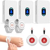 Daytech Caregiver Pager Call Button for Elderly at Home, Medical Alert System for Seniors, Emergency Help Watch for Disabled Patients, Wireless Life Alert with Portable Receiver