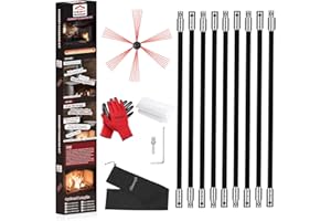 Cleancraft 30 Feet Chimney Sweep Kit, Chimney Cleaning Kit with 9 Flexible Black Chimney Rods, Chimney Brush for Sweeping Fireplace, Rotary Chimney Cleaning System Driven by Drill