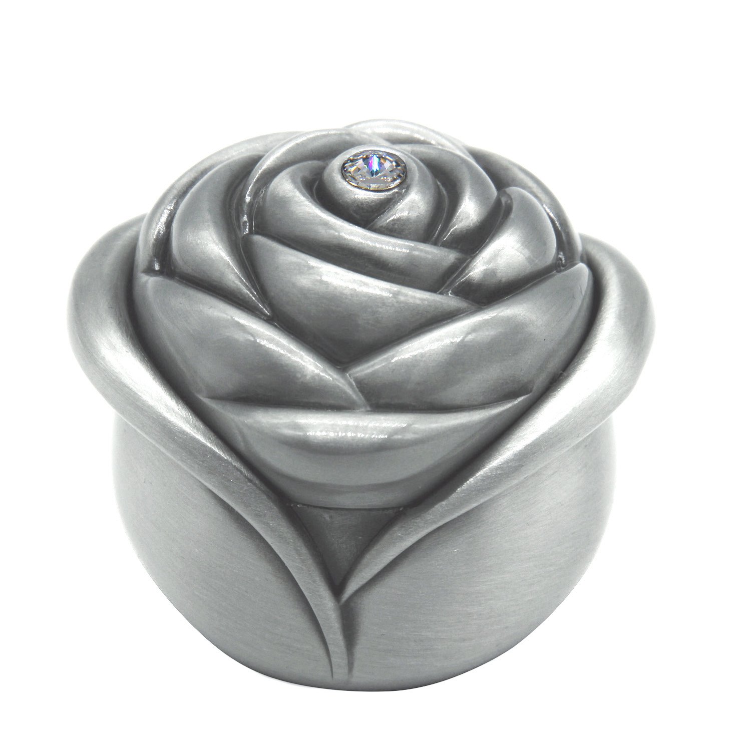 AVESON Vintage Rose Flower Style Antique Women Trinket Jewelry Gift Box Necklace Earrings Ring Storage Case, Sliver, Small