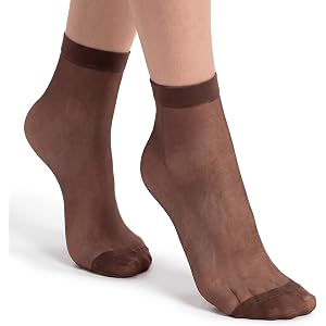 Taza Station 10 Pairs Women’s Ankle High Reinforced Toe Sheer Nylon Socks | Breathable Summer Nylon Spandex Thin Comfortable