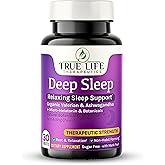True Life Therapeutics Powerful Sleep Support – Valerian Root, Ashwagandha, Melatonin & Botanical Terpenes – Fast-Acting Soft Chewable Tablets – Botanical Berry Flavor – 30ct
