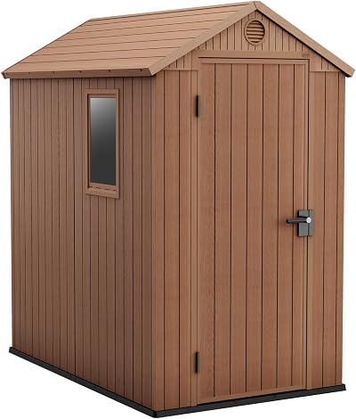 Keter Darwin 4x6 Garden Shed Natural Wood-Look Evotech Composite