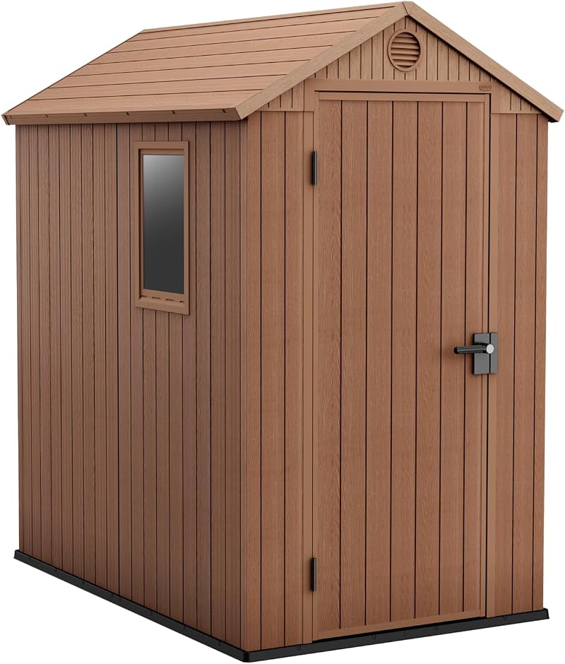 Keter Darwin 4x6 Garden Shed Natural Wood-Look Evotech Composite