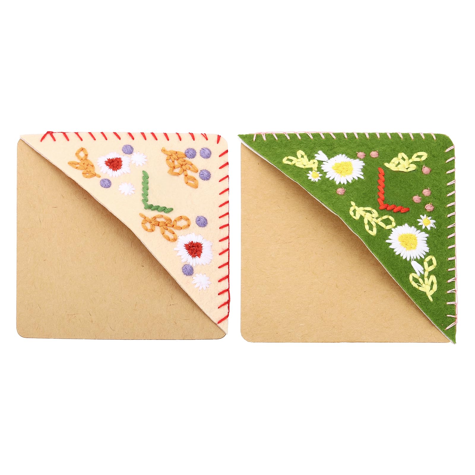 PATIKIL 2pcs Corner Bookmark, Letter Book Mark Personalized Embroidered Bookmark Cute Letter Book Mark Flower Felt Triangle for Reading Women Men Book Lovers Gift Teacher, Letter L