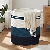 OIAHOMY 80L Laundry Baskets Hamper with Handles,Decorative Basket for Living room,Woven Storage Basket for Toys Bin,Pillows, Blankets,Clothes-20x18in-Gradient Blue