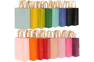 Bakepacker 32pcs Small Gift Paper Bags with Handles 8.26"×6"×3.15" Small Bags 16 Different Color Kraft Bags