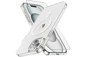 Vatkyc for iPhone 15 Plus Case with Screen Protector [Compatible with MagSafe][Magnetic Clear Trasparent Design] [Anti Yellowing Anti Slip] Cute Protective Mag Safe Bumper Cover，Clear