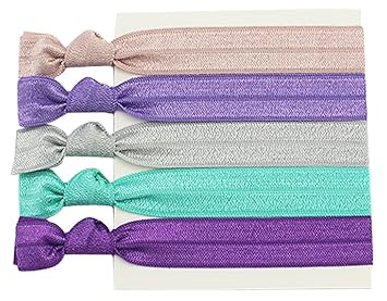 Bonamart 5 Pcs No Crease Dent Glitter Elastic Hair Ties Bands