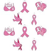 JazSwirl Breast Cancer Charms Set, 10Pcs Pink Ribbon Charms for Bracelets Jewelry Making Socks Beads and Pendant, Breast Cancer Awareness Accessories