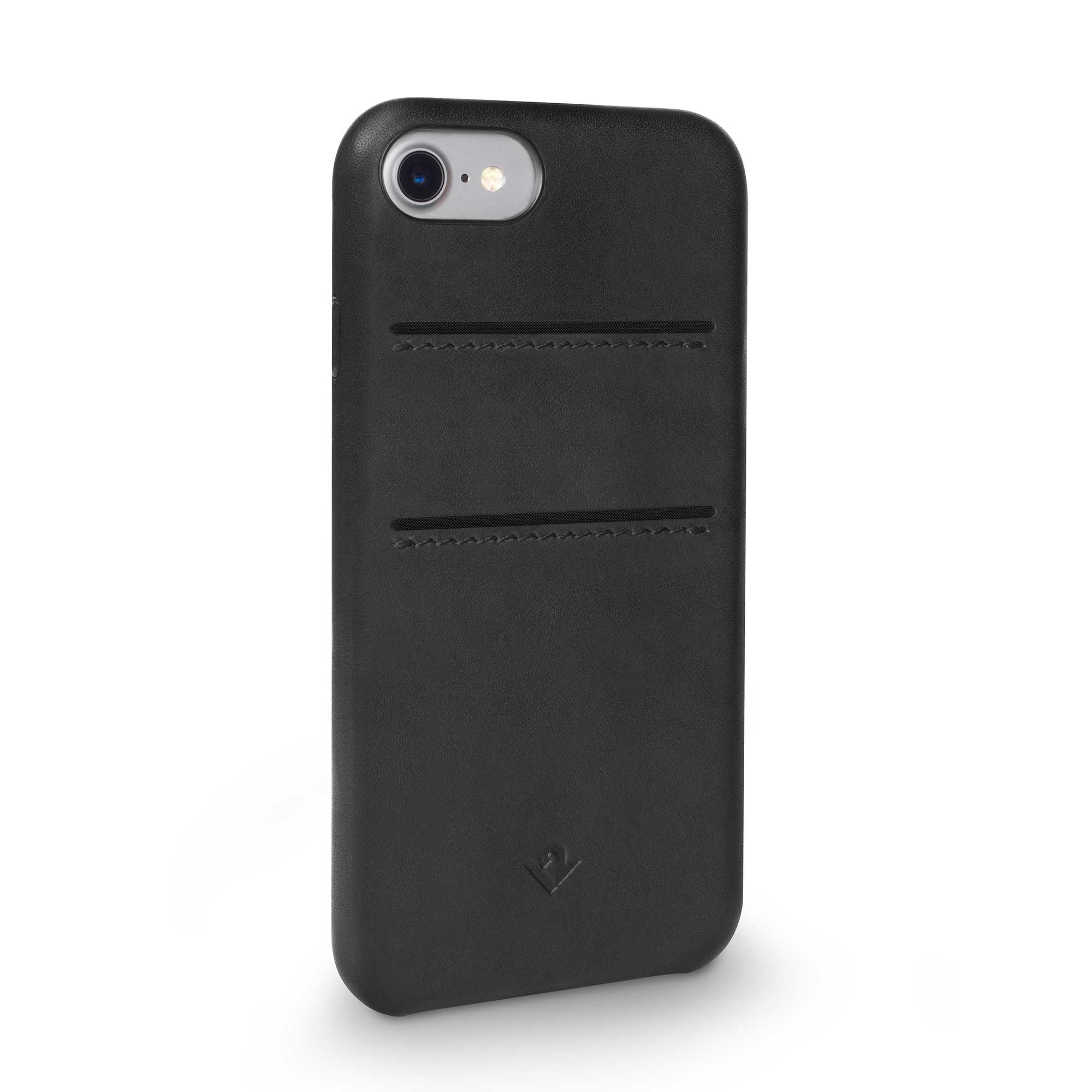 Twelve South Relaxed Leather Case for iPhone 8/ 7/ 6 | Hand Burnished Leather Wallet Shell (black)