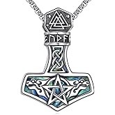 JBAERD Sterling Silver Viking Raven/Wolf/Mjolnir Necklace Norse Pagan Viking Jewelry Gift for Men Women