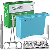 Geiserailie Dermaplaning Kit Professional Includes: 10R Dermaplaning Blades (100pcs) with Scalpel Handle #3, Scalpel Blade Remover Box, Hemostat Forceps, for Skincare Treatments