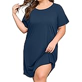COOTRY Plus Size Nightgowns for Women Moo Moos Short Sleeve Sleep Dress Soft Night Shirts Lounge Sleepwear Nightdress