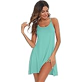 ouansyltg Women Cotton Short Nightgowns Short Sleeveless Nightshirt Racerback Sexy Sleep Dress Soft Slip Dress