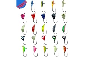 JIATAI FISHING 24Pcs Ice Fishing Jigs for Panfish Crappie Sunfish Walleye Ice Fishing Jig Box Gear Accessories Ice Fishing Tackle Box Set