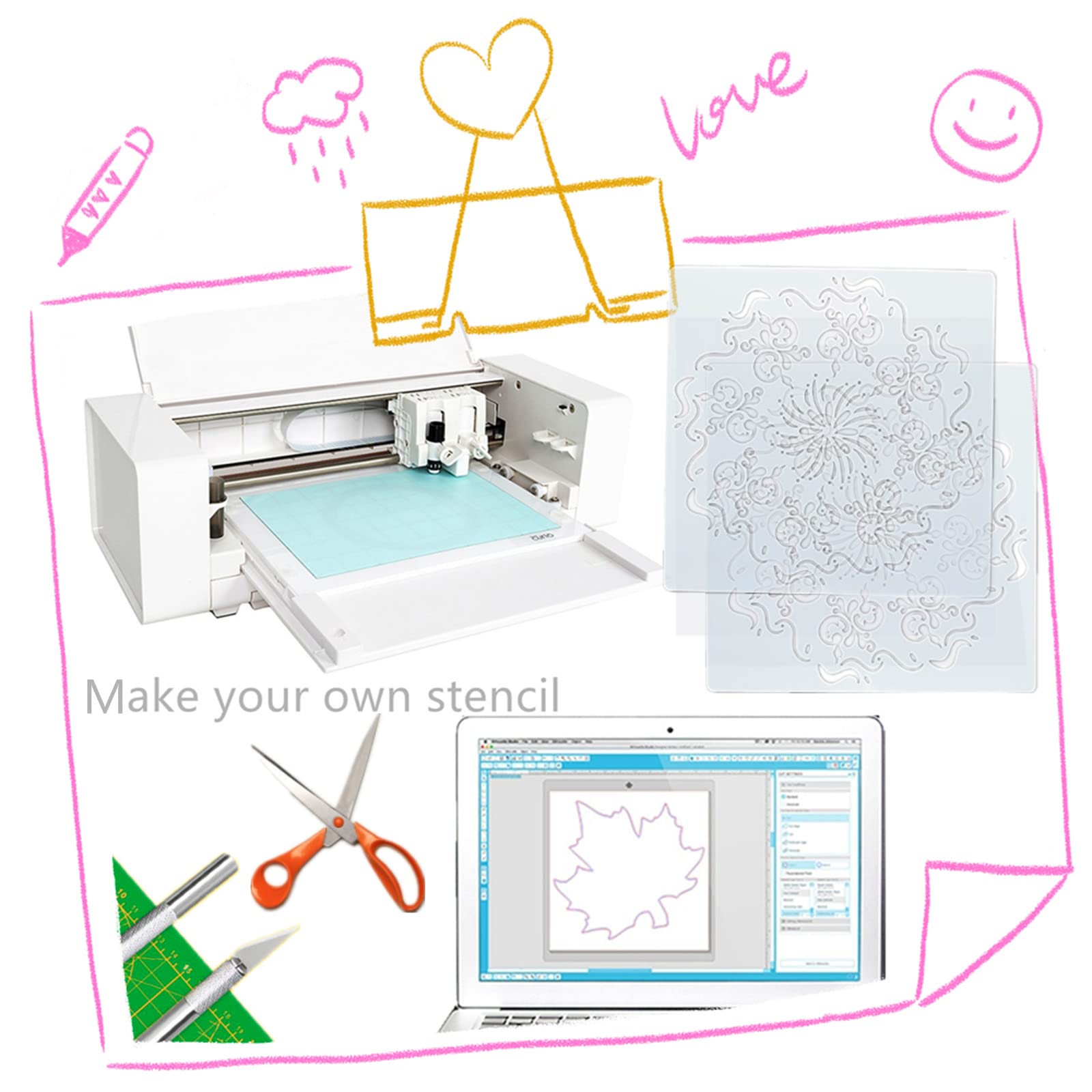 BANLTRE 10 Sheets 10 mil Mylar Sheet 12 x 12 inch Milky Translucent PET Blank Stencil Making Sheet for Machines, Laser Cutting, Cut Tool Template Material (10 mil)