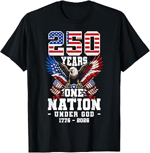 250 Years One Nation Under God 1776-2026 USA Patriot T-Shirt