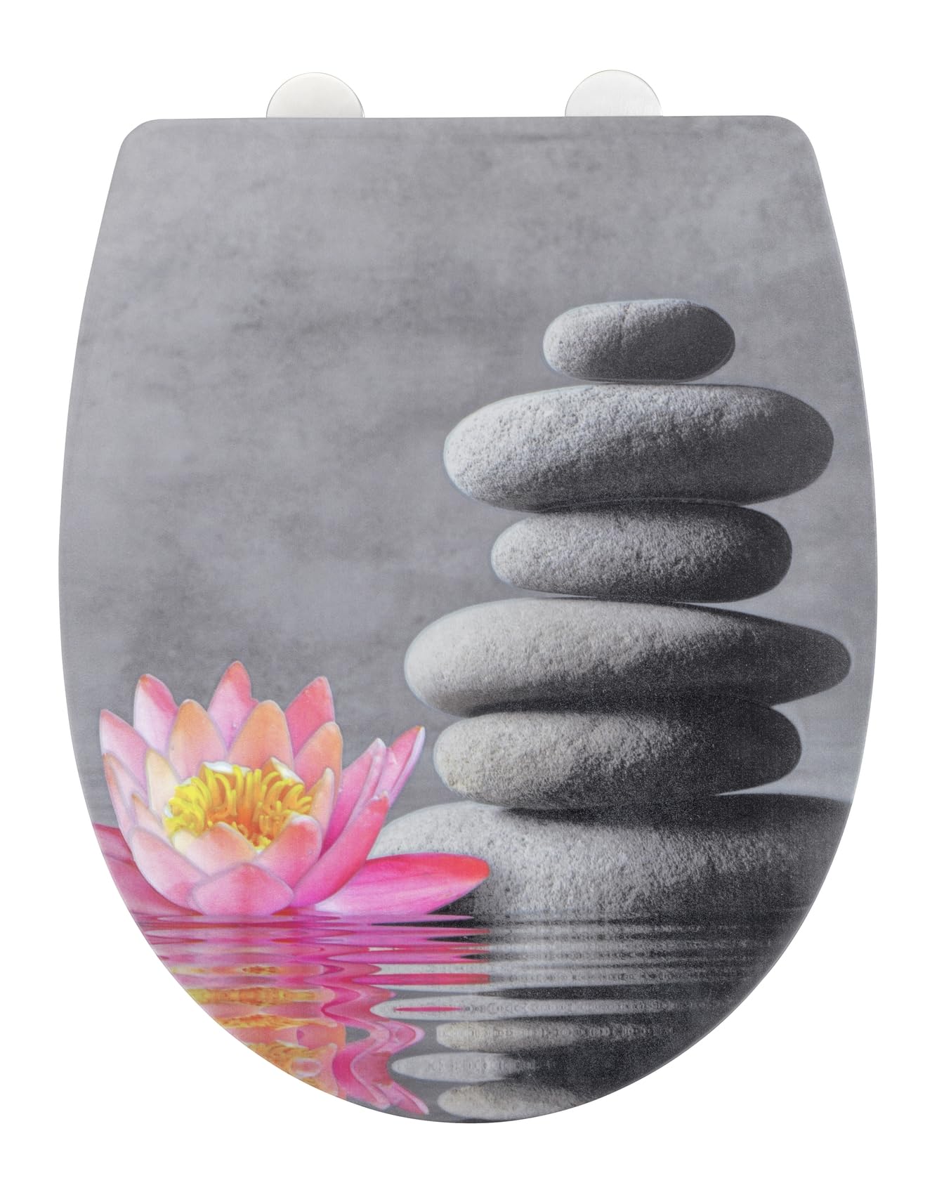 WENKO 24269100 Water Lily with Relief Toilet Seat with Soft Close Mechanism Fix-Clip Hygiene Attachment, 0 x 45 x 36.5 cm