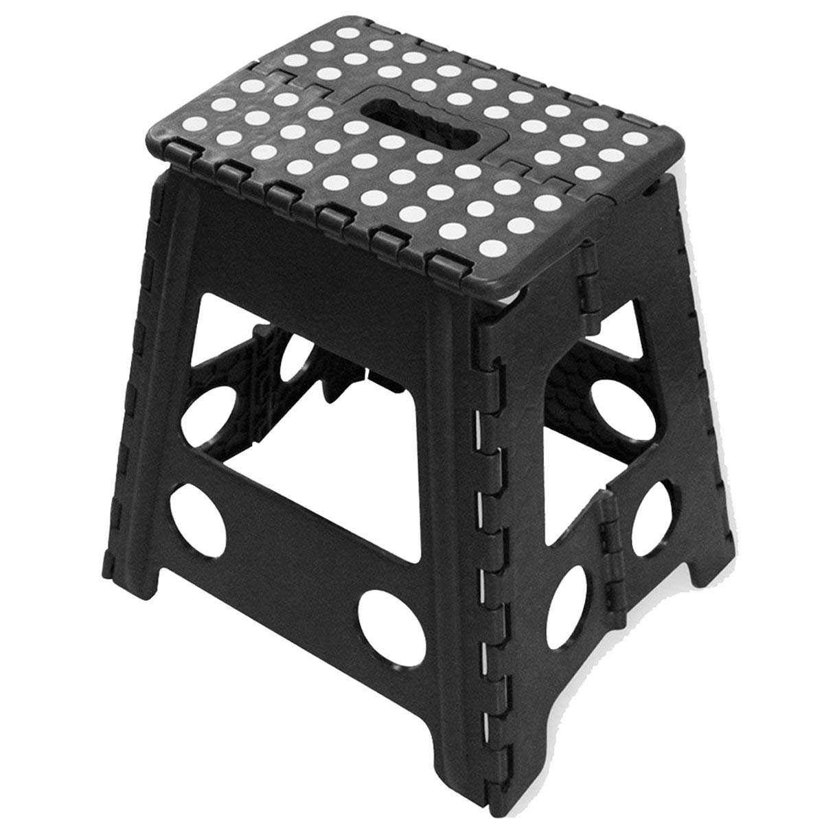 ADEPTNA Strong Plastic Folding Step Stool - Premium Compact and Lightweight Anti Slip Foldable Stool with Handles for Kids and Adults (15” LARGE STOOL)