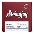 Stringjoy NB12NS Phosphor Bronze Acoustic Guitar Strings, 12-28 Nashville Tuning, Acoustic Guitar Strings for Clear Tones, Durable Light Guitar Strings, Naturals 6 String Set
