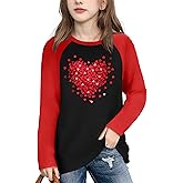 Girls Valentine Shirts for Kids Valentines Heart Graphic Tshirts Casual Long Sleeve Shirts Love Heart Tee