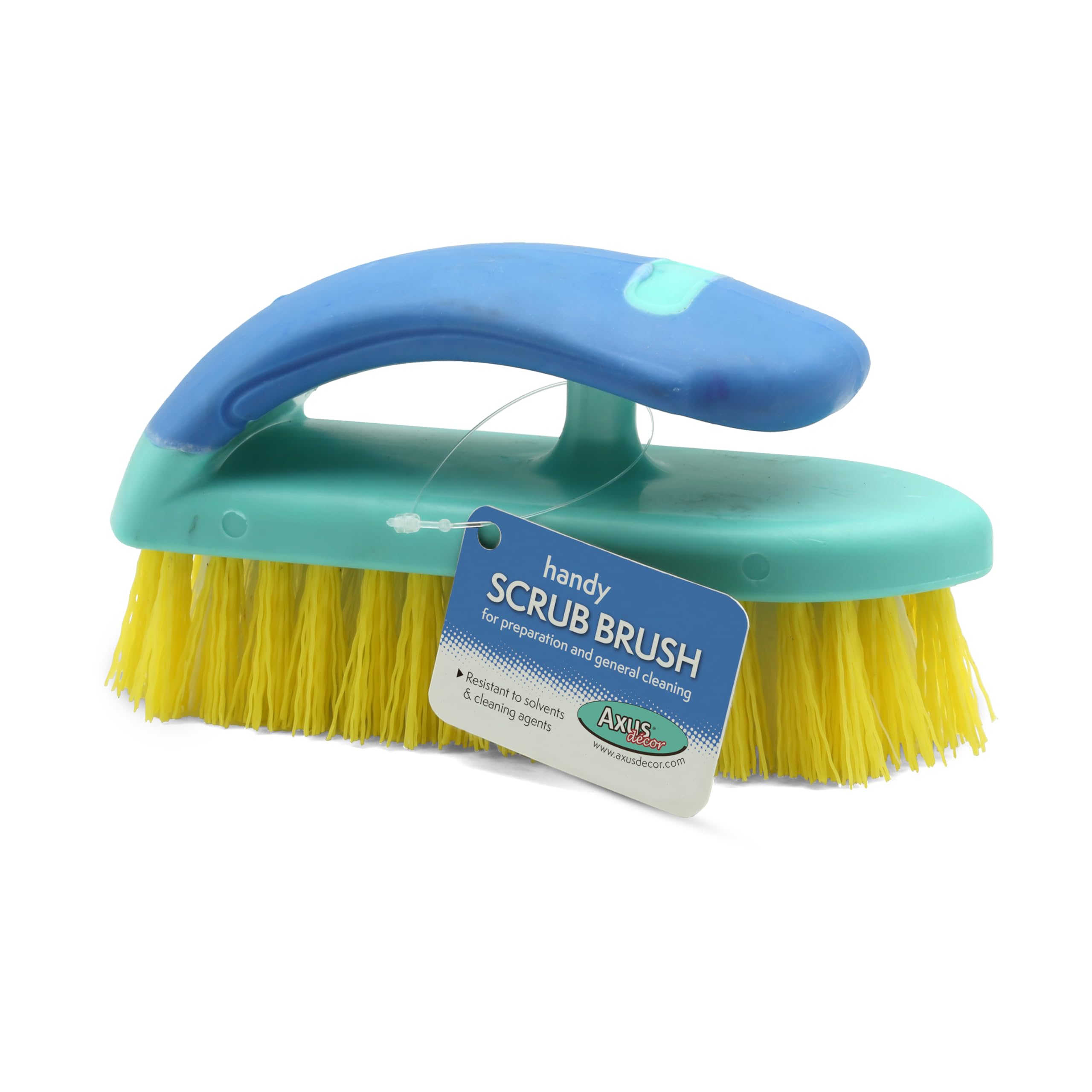 Axus Decor Handy Scrub Brush (Blue Series) Chemical Resistant Bristles and Ergonomic Handle - Heavy Duty Scrubbing Brush For Home, Garden, and Industrial Use - Suitable for Left & Right Handed Users