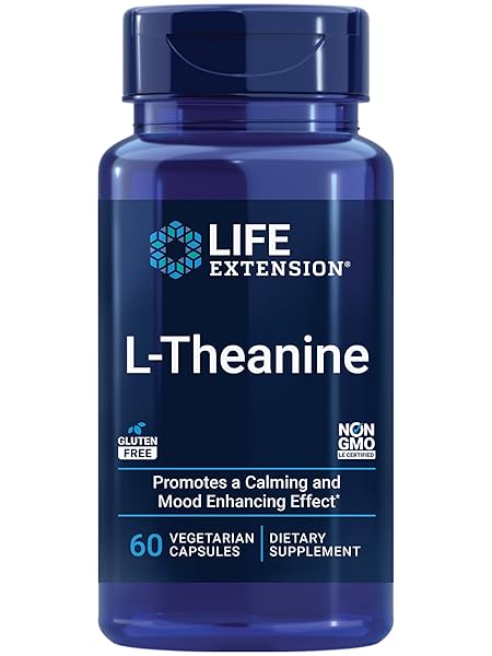 LIFE EXTENSION L-THEANINE, 100 MG, 60 VEGETARIAN CAPSULES — SUPPORTS A CALMING & MOOD ENHANCING EFFECT, AMINO ACID DERIVED FROM TEA – GLUTEN-FREE, NON-GMO