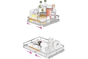 DPZM 2Pcs Expandable Pull Out Drawers for Kitchen Cabinets,10.2~16.4" W x 22.5" D Pull Out Cabinet Organizer,Tiroir de Rangem
