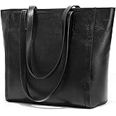 befen Vintage Genuine Leather Work Tote Bag for Women Large Tote Bag with Zipper Leather Purse and Handbags with Compartment