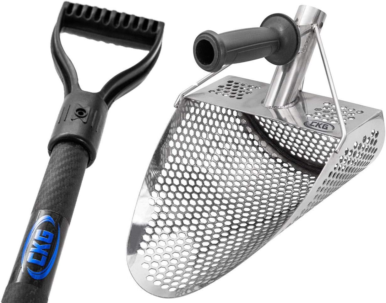 CKG Sand Scoop for Metal Detecting with Long 3k Light Weight Carbon Fiber Handle Scoops Beach Shovel