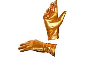 Seeksmile Adult Unisex Shiny Metallic Spandex Gloves Halloween Cosplay Costume Hand Accessories