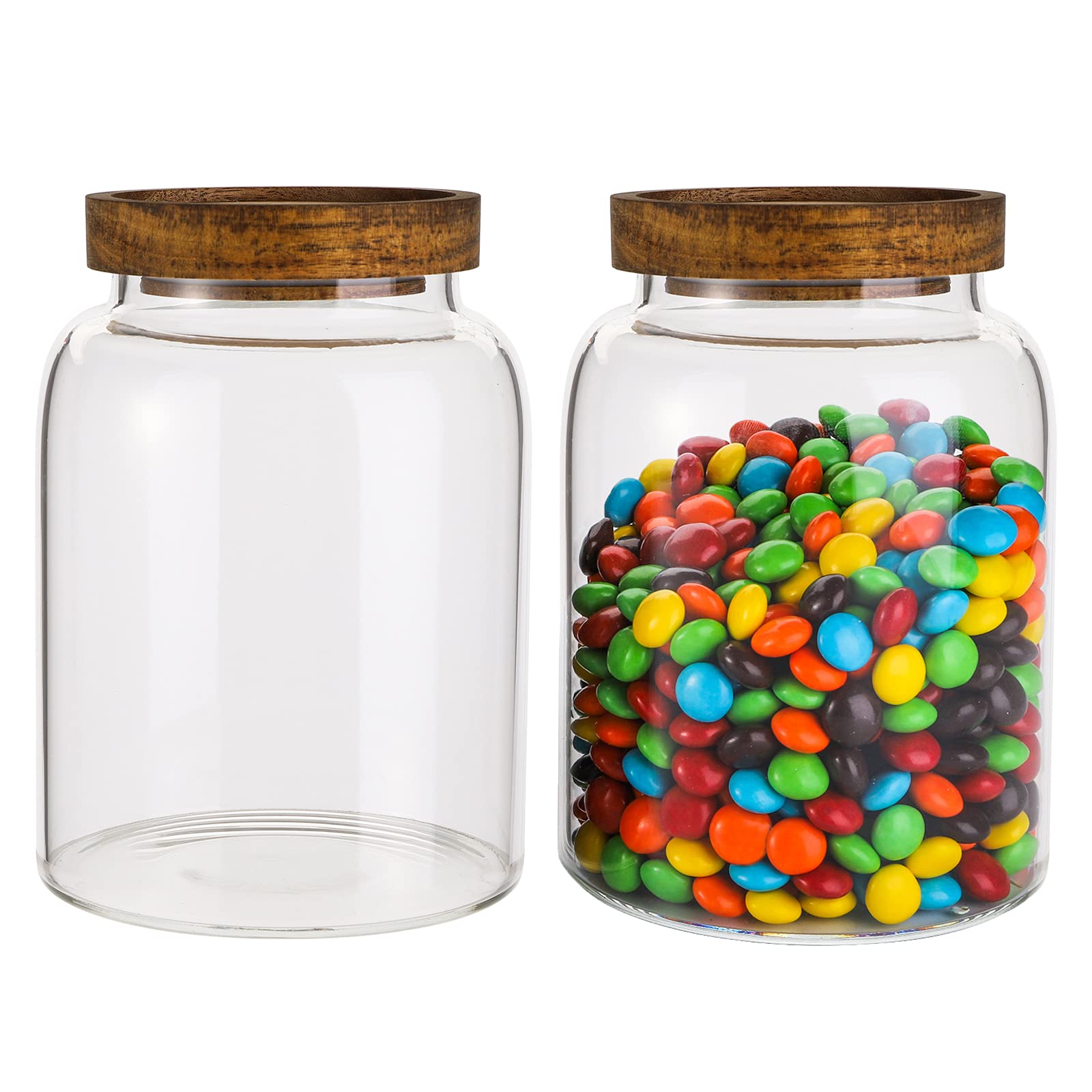 Photo 1 of Bekith 2 Pack 42 FL OZ (1250ml) Glass Storage Jars with Wooden Lids, Glass Food Storage Container with Airtight Lid, Glass Pantry Canister for Beans, Rice, Sugar, Coffee and etc