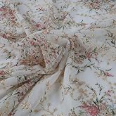 Embroidered Eyelets Chiffon Fabric Drape Floral Printing for Dresses Making 60 inch Wide (Off-White, Pre-Cut 1 Yard)