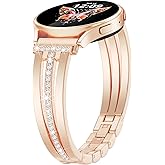 KOREDA Slim Gold Band Compatible with Samsung Galaxy Watch 7 6 5 4 FE 40mm 44mm/Galaxy Watch 6 4 Classic Band 42mm 46mm 43mm 47mm/Watch 5 Pro 45mm/Active 2 Women, 20mm Thin Metal Strap Dressy Jewelry Bracelet