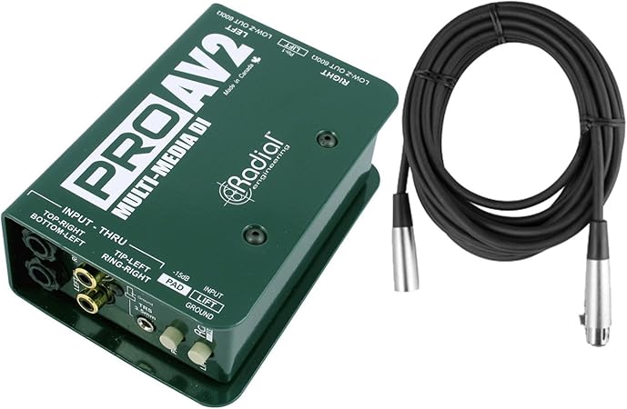 Radial Pro AV2 proav2 directo caja Di estéreo RCA w/Mic Cable ...