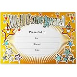 Superstickers 20 Certificati Scolastici Brillanti "Well Done" Formato A5 Per Premi E Riconoscimenti In Classe
