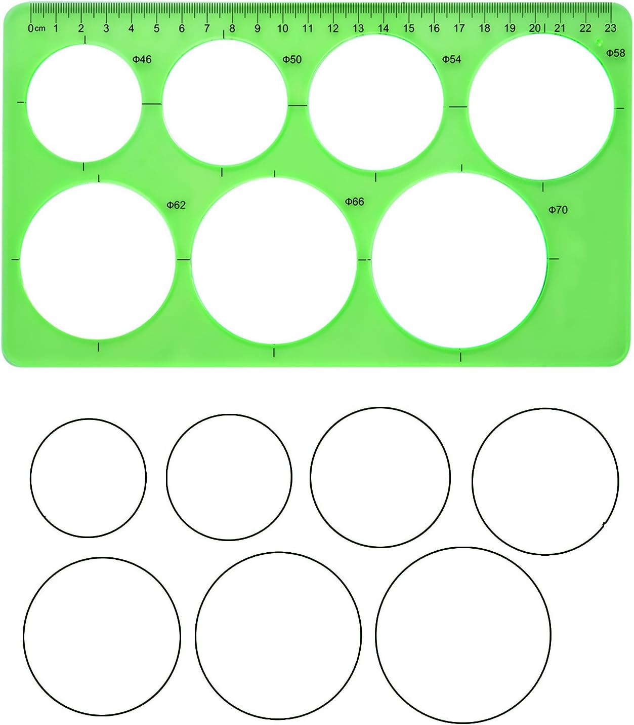 Hestya Circle Template 3 Pieces Plastic Circle and Oval Templates Measuring Templates Rulers Digital Drawing for Office and School Building Formwork Drawings Templates (Clear Green) : Office Products