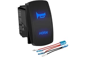 DaierTek 12V Horn Button Momentary Rocker Switch Blue LED 12 Volt Ranger Auto Train ATV UTV RZR Boat Marine Toggle Switch Waterproof