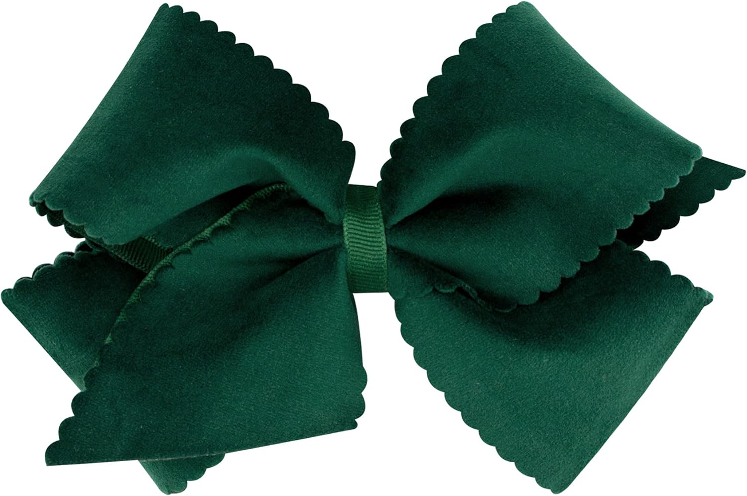 Bows & Ribbons - Wee Ones Girls' Grosgrain Hair Bow with Scalloped Edge Faux Velvet Overlay