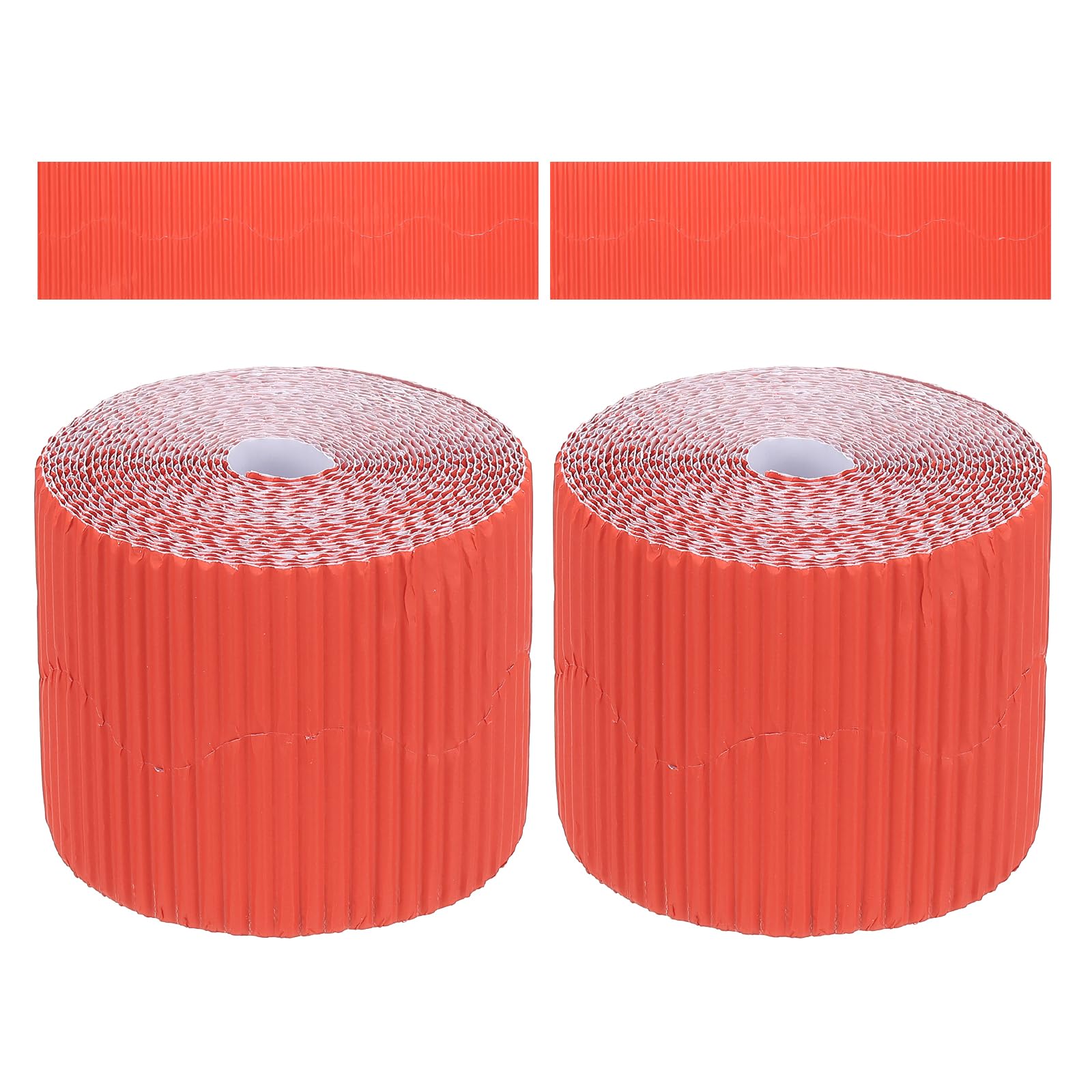 PATIKIL 3.9inch x 78.7ft Bulletin Board Border, Scalloped Trim Paper Corrugated Decorate Border for Locker Classroom Decor Black White Cork Poster Boards, Orange (1mm)