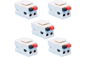 DIYTECH Speaker Keystone Jack – Spring Loaded Speaker Jack for Keystone Wall Plate, Female to Female, for Home Theater Wall Plates - White (5-Pack)